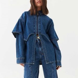 Ksubi X PE NATION double Shirt Runaway Denim Half Zip Double Shirt Jacket Medium